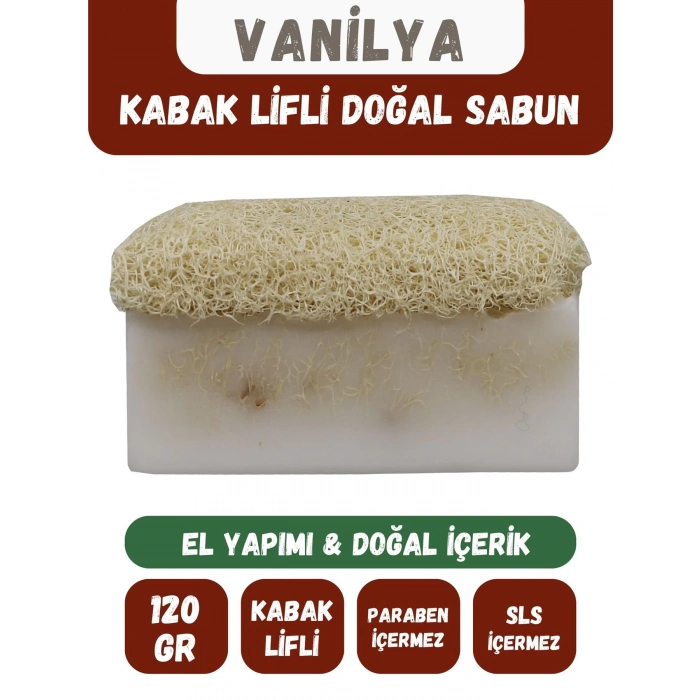 Doğal Kabak Lifli VANİLYA - SHEA BUTTER Özlü Doğal Sabun (120 Gr) - Bialife
