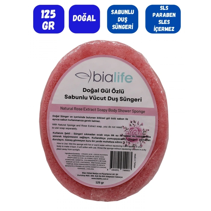 GÜL Özlü Doğal El Yapımı Sabunlu Vücut Duş Süngeri - Bialife