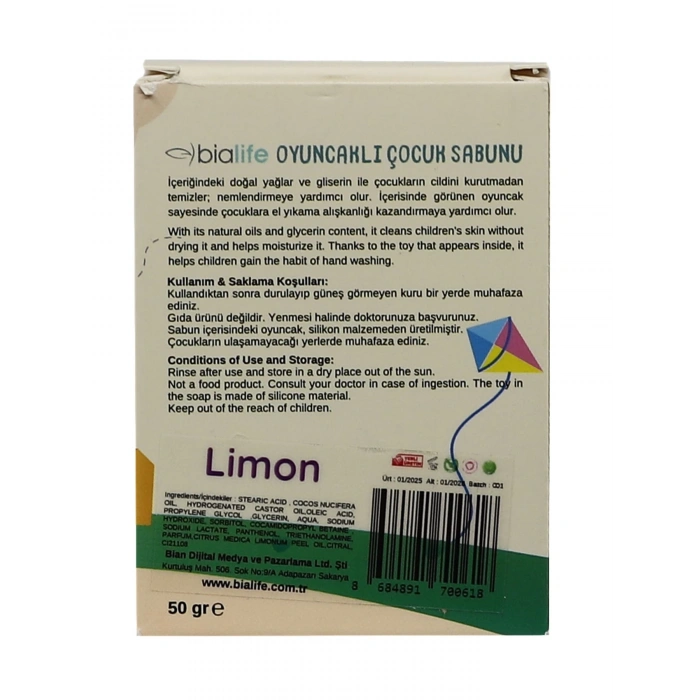 LİMON Özlü El Yapımı Oyuncaklı Çocuk Sabunu - Bialife