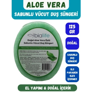ALOE VERA Özlü Doğal El Yapımı Sabunlu Vücut Duş Süngeri - Bialife