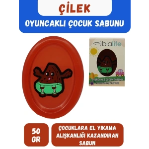 ÇİLEK Özlü El Yapımı Oyuncaklı Çocuk Sabunu - Bialife