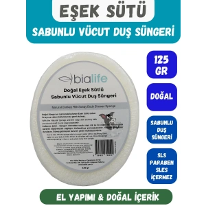 EŞEK SÜTÜ Özlü Doğal El Yapımı Sabunlu Vücut Duş Süngeri - Bialife