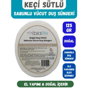 KEÇİ SÜTLÜ Özlü Doğal El Yapımı Sabunlu Vücut Duş Süngeri - Bialife