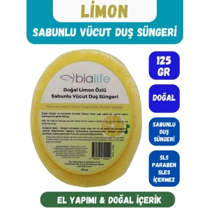LİMON Özlü Doğal El Yapımı Sabunlu Vücut Duş Süngeri - Bialife