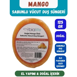 MANGO Özlü Doğal El Yapımı Sabunlu Vücut Duş Süngeri - Bialife