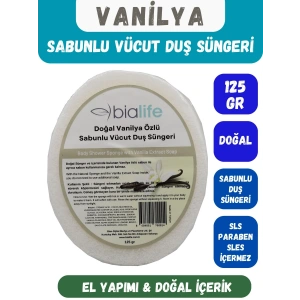 VANİLYA Özlü Doğal El Yapımı Sabunlu Vücut Duş Süngeri - Bialife