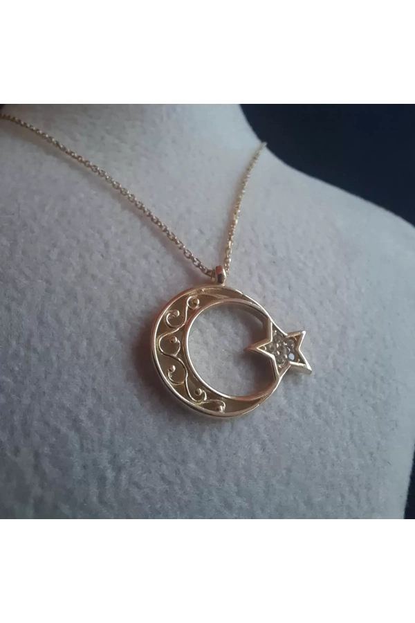 Ay Yıldız Kolye 14 Ayar