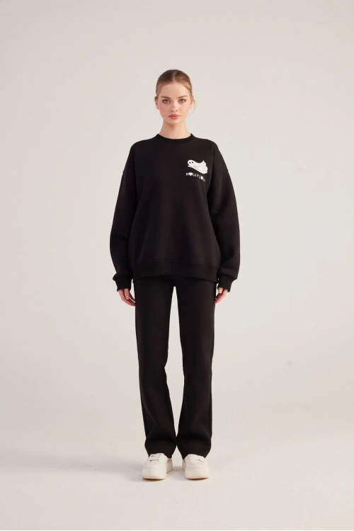 Oversize Kesin Unisex Ghosting Sweatshirt Siyah