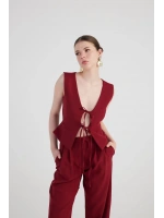 Bağlama Detaylı Frida Yelek Bordo
