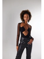 Bel Bağlamalı Bony Bodysuit Siyah