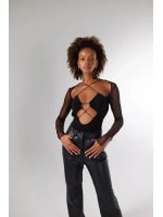 Bel Bağlamalı Bony Bodysuit Siyah