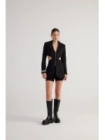 Bel Dekolteli Fermuarlı Voila Blazer Ceket Siyah