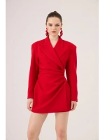 Beli Drape Detaylı Heleni Blazer Ceket Kırmızı
