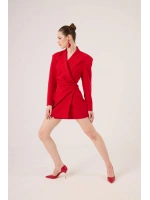 Beli Drape Detaylı Heleni Blazer Ceket Kırmızı