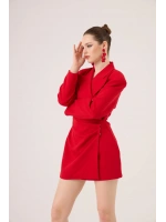Beli Drape Detaylı Heleni Blazer Ceket Kırmızı