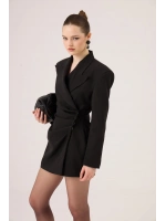 Beli Drape Detaylı Heleni Blazer Ceket Siyah