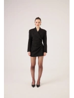 Beli Drape Detaylı Heleni Blazer Ceket Siyah