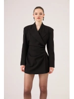 Beli Drape Detaylı Heleni Blazer Ceket Siyah