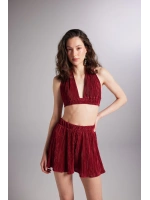 Beli Lastikli Bağlamalı Comfy Büstiyer Bordo