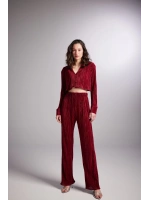 Beli Lastikli Esnek Comfy Pantolon Bordo