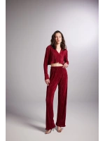 Beli Lastikli Esnek Comfy Pantolon Bordo