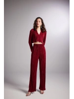 Beli Lastikli Esnek Comfy Pantolon Bordo