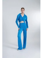 Beli Lastikli Esnek Comfy Pantolon Mavi