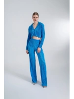 Beli Lastikli Esnek Comfy Pantolon Mavi