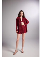 Beli Lastikli Mini Comfy Şort Bordo