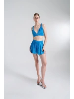 Beli Lastikli Mini Comfy Şort Mavi