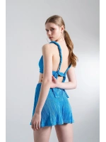 Beli Lastikli Mini Comfy Şort Mavi