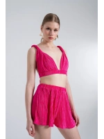 Beli Lastikli Mini Comfy Şort Pembe