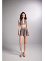 Beli Lastikli Mini Comfy Şort Vizon
