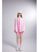 Cepli Oversize Kesim Lovesize Gömlek Pembe