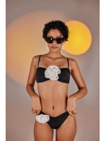 Çıkarılabilir Çiçek Detaylı Premium Sleek Bikini Altı Siyah