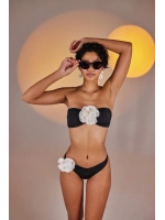 Çıkarılabilir Çiçek Detaylı Premium Sleek Bikini Üstü Siyah