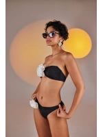 Çıkarılabilir Çiçek Detaylı Premium Sleek Bikini Üstü Siyah