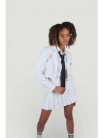 Crop Model Astarlı College Ceket Ekru