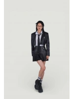 Crop Model Astarlı College Ceket Siyah