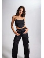 Crop Model Balenli Saten Maddy Büstiyer Siyah