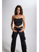 Crop Model Balenli Saten Maddy Büstiyer Siyah