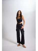 Crop Model Balenli Saten Maddy Büstiyer Siyah