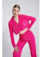 Crop Model Düğme Kapamalı Comfy Crop Gömlek Pembe