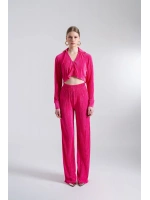Crop Model Düğme Kapamalı Comfy Crop Gömlek Pembe