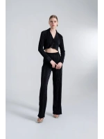 Crop Model Düğme Kapamalı Comfy Crop Gömlek Siyah