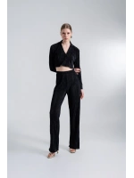 Crop Model Düğme Kapamalı Comfy Crop Gömlek Siyah