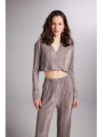 Crop Model Düğme Kapamalı Comfy Crop Gömlek Vizon
