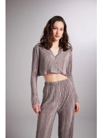 Crop Model Düğme Kapamalı Comfy Crop Gömlek Vizon