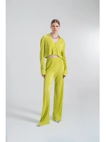 Crop Model Düğme Kapamalı Comfy Crop Gömlek Yeşil