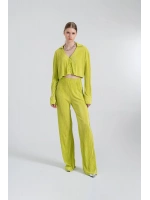 Crop Model Düğme Kapamalı Comfy Crop Gömlek Yeşil